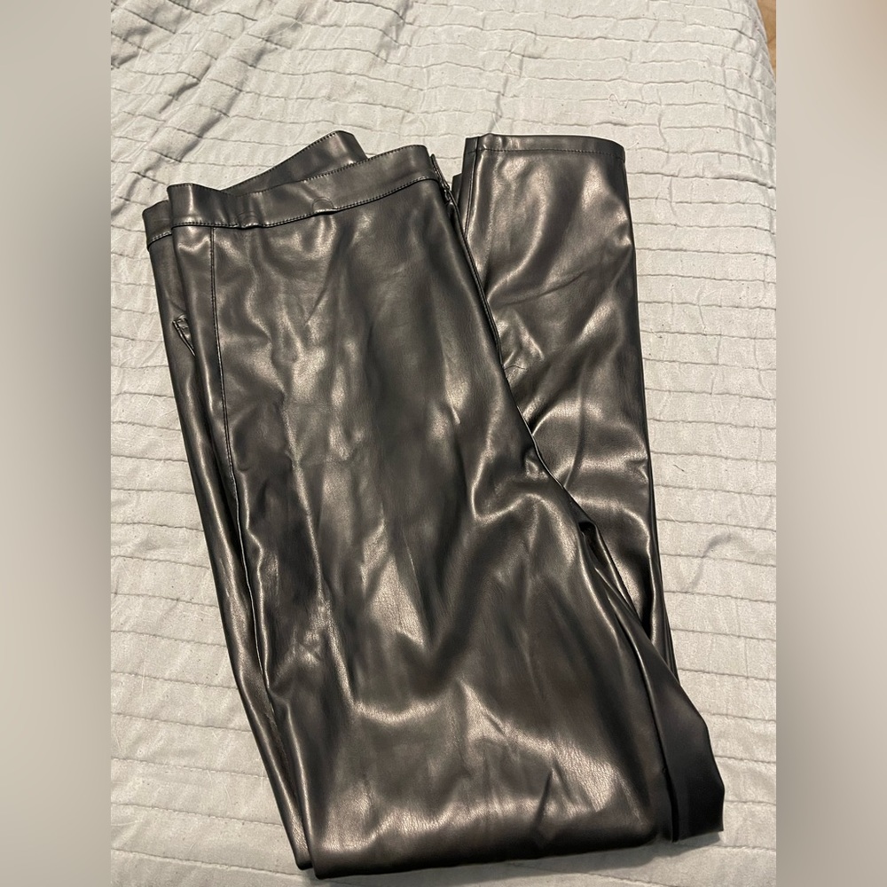 Black Leather Skinny Jeans